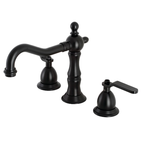 Kingston Brass KS1970KL Widespread Bathroom Faucet with Brass Pop-Up, Matte Black KS1970KL